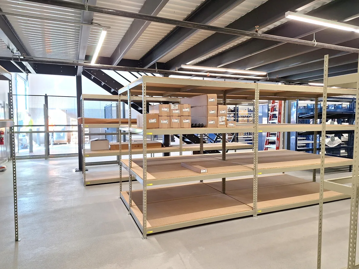 Rivet rack shelving used for parts storage